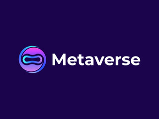 Metaverse futuristic virtual reality logo design