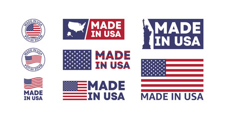 Made in usa labels, signs. American product template. Vector EP 10