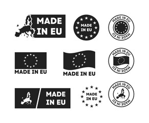 Made in eu labels, signs. European product template. Vector EP 10 - obrazy, fototapety, plakaty