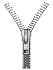 Zipper isolated, 3d metal zipper illustration. © Cobalt