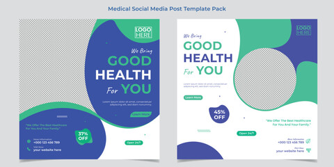 Medical Healthcare square flyer and social media post template design