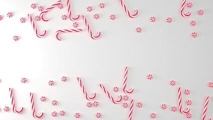 3D Candy Canes Holiday Background With Copy Space