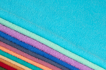 multi-colored Terry cotton bath towels, isolate on a white background

