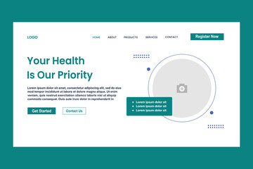 Naklejka premium Your health is our priority web page for website and responsive mobile website template easy to edit vector illustration.