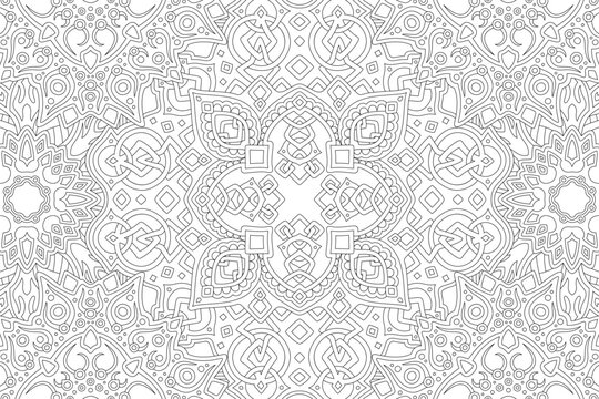 Art for coloring book with black fantasy pattern