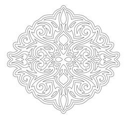 Line art for coloring book with vintage pattern