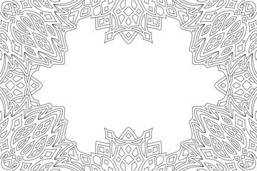 Line art for coloring book with rectangle border