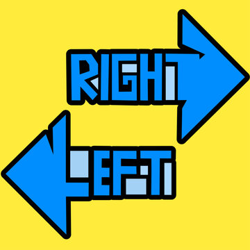 Right And Left Directions. Right And Left Arrows. Right And Left Fonts