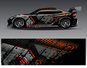Car wrap design concept. Abstract racing background for wrapping vehicles  race cars  cargo van  pickup trucks  and racing livery.