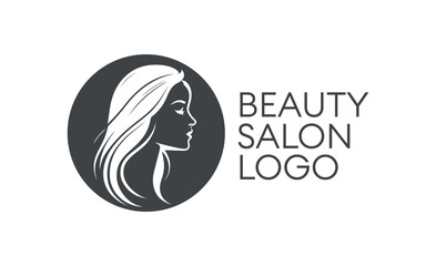 Beautiful woman vector logo template for hair salon. Beauty salon logo