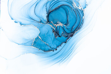 Marble ink abstract art from meticulous original painting abstract background . Painting was painted on high quality paper texture to create smooth marble background pattern of ombre alcohol ink . © InfiniteFlow