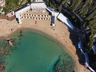 aerial view of the famous beach of the Quercetano bay