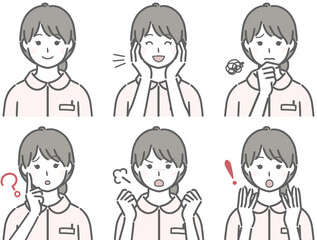 若い女性看護師の色々な表情