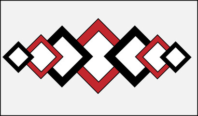 3D deigned . squad defiance shape whit black and red Abstract background white.