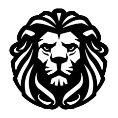 Lion head, monochrome logo, symbol. Vector illustration.
