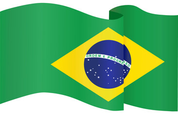Waving flag of Brazil isolated  on png or transparent  background,Symbol of Brazil,template for banner,card,advertising ,promote, vector illustration top win sport winner country