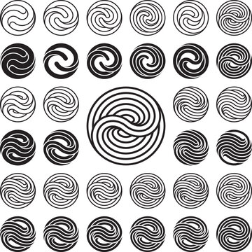 Logo Template. Set of Wavy Circle Logo Templates. Vector Illustration.
