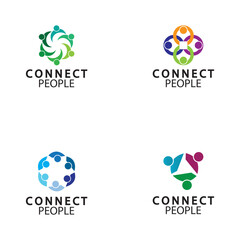 People Connect logo design template. connection logo for business
