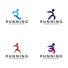 Letter R for running logo design combination letter R and people