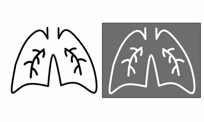 lungs icon, breath linear sign on white background