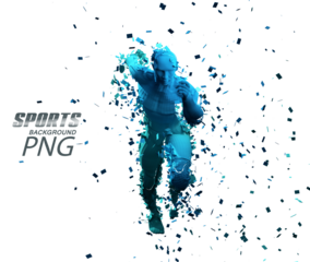 Sport  transparent backgrounds. Concept of a low poly running man. 3d render of the geometric runner.	