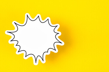 Speech bubble with copy space communication talking speaking concepts on yellow background.