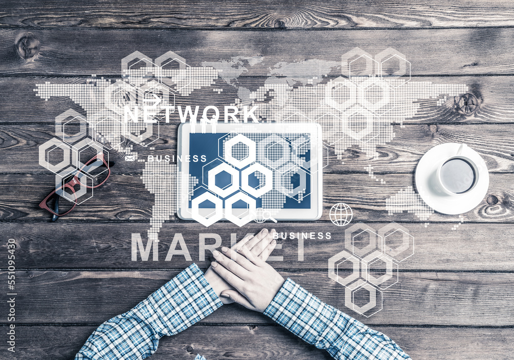 Poster concept of social communication and networking with media user interface