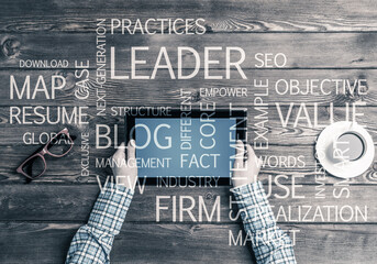 Close view of woman in checked shirt at her workplace