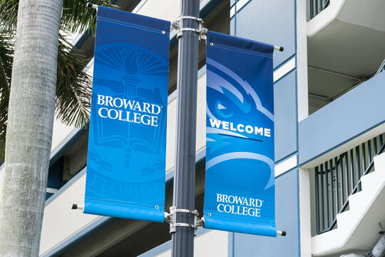 College Banner On The Campus Of Broward College