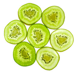 Abstract green kiwi fruit on transparent png