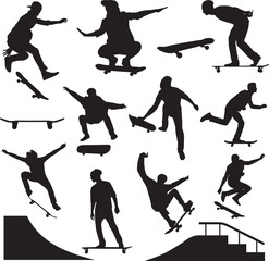 Skater sport clip art silhouette