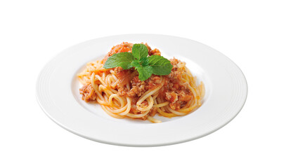 spaghetti pasta with tomato beef sauce on  transparent png