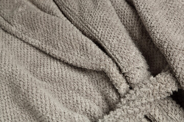 close up grey bathrobe