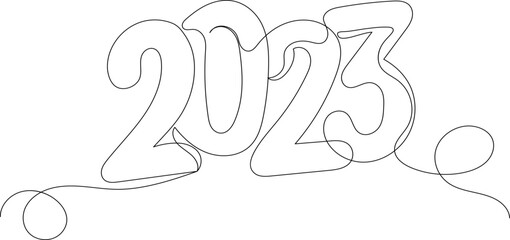 2023 sketch, continuous line drawing, vector