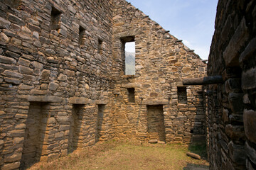 Ruins of Choquequirao, an Inca archaeological site in Peru, similar in structure and architecture to Machu Picchu.