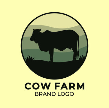 Silhouette vector of cow good for cow farm logo design template