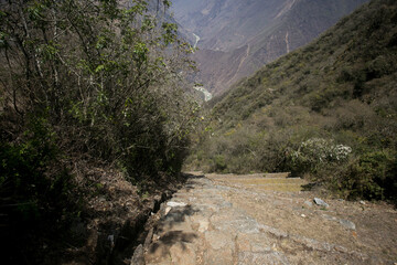 Ruins of Choquequirao, an Inca archaeological site in Peru, similar in structure and architecture to Machu Picchu.