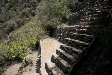 Ruins of Choquequirao, an Inca archaeological site in Peru, similar in structure and architecture...
