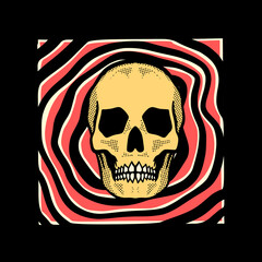 Skull art illustration hand drawn colorful vector for tshirt, sticker, poster etc