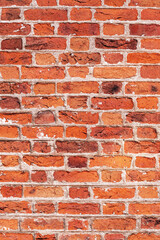 Red brick walls, brick room, interior texture, wall background.