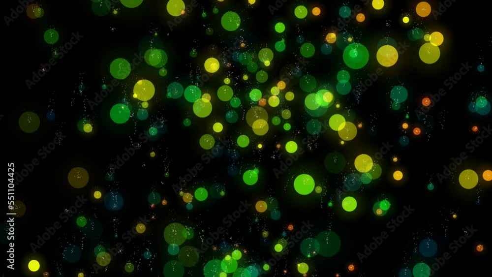 Poster falling yellow and green confetti with bokeh effect on black background with an alpha channel. abstr