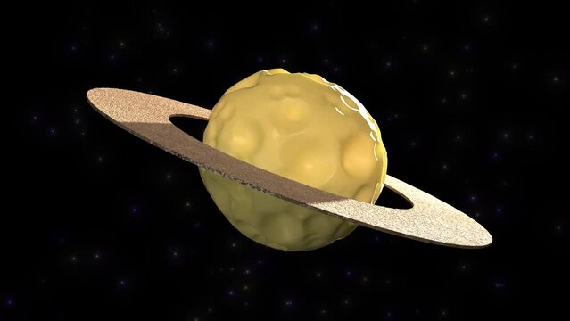 Planet made of cheese and bread rings against 