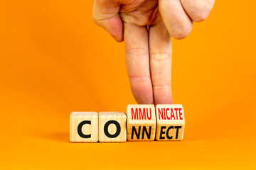 Connnect or communicate symbol. Concept word Connnect or Communicate on wooden cubes. Beautiful...