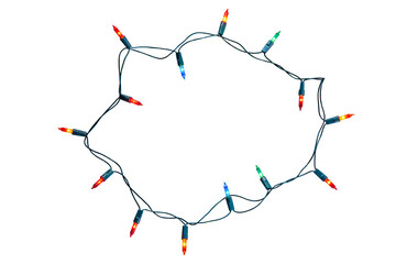 String of Christmas lights isolated on white background With clipping path.