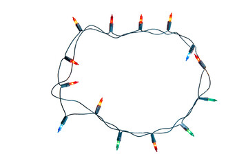 String of Christmas lights isolated on white background With clipping path.