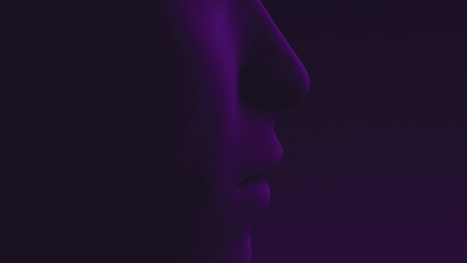 Profile of a humanoid face. 3d illustration