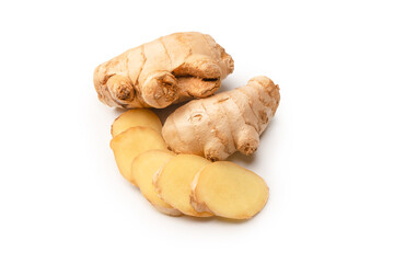 Ginger root isolated on white background.