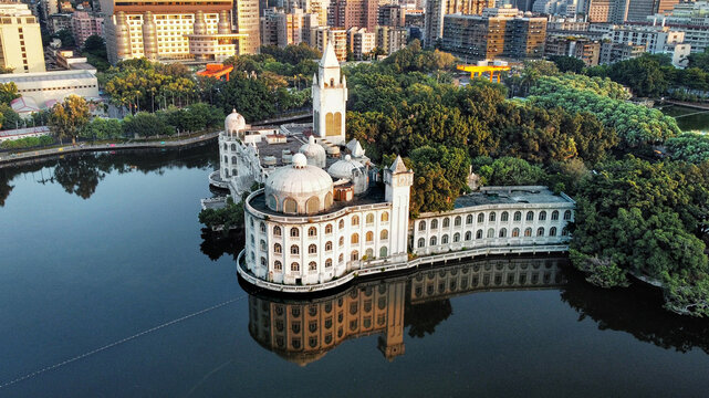 Lihua Temple On The Lake Guangzhou Aerial View 