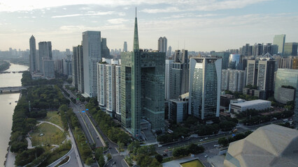 Fototapeta na wymiar city skyscrapers Guangzhou, aerial view 