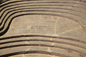 Agricultural terraces in the Sacred Valley. Moray in Cusco, Sacred Valley, Peru